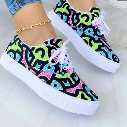 2022 Fashion Graffiti Women Sneakers Trainers Shoes