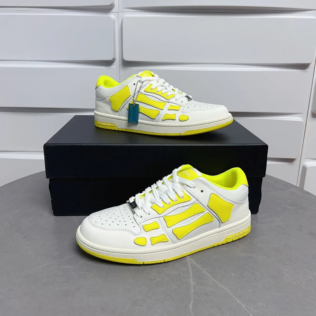 AMR Skel Top Low White Fluorescent Yellow Sneakers-142