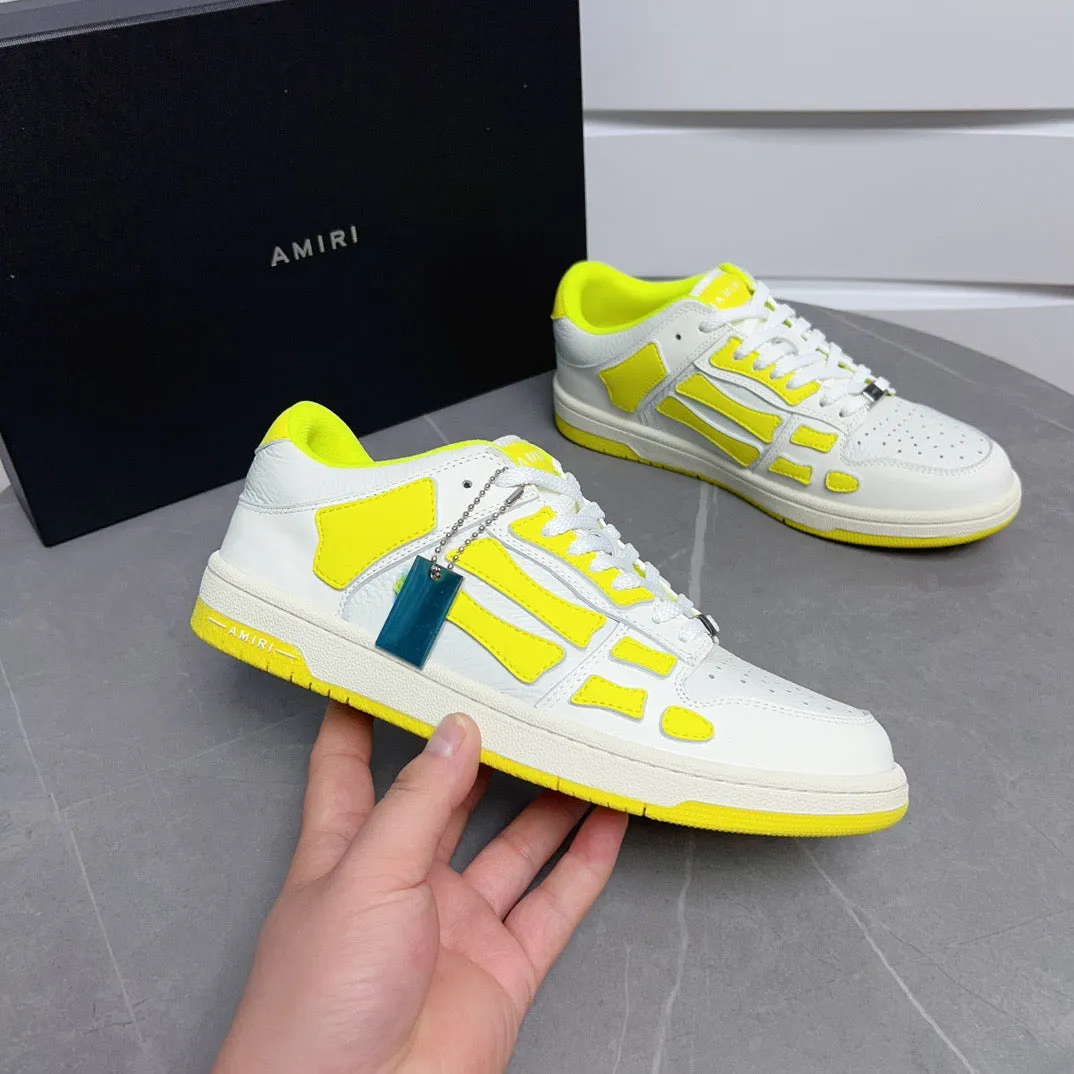 AMR Skel Top Low White Fluorescent Yellow Sneakers-142