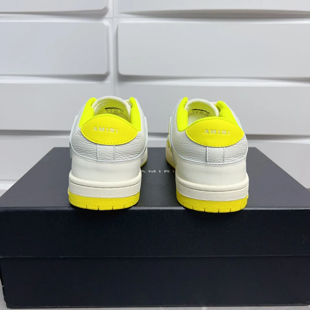 AMR Skel Top Low White Fluorescent Yellow Sneakers-142