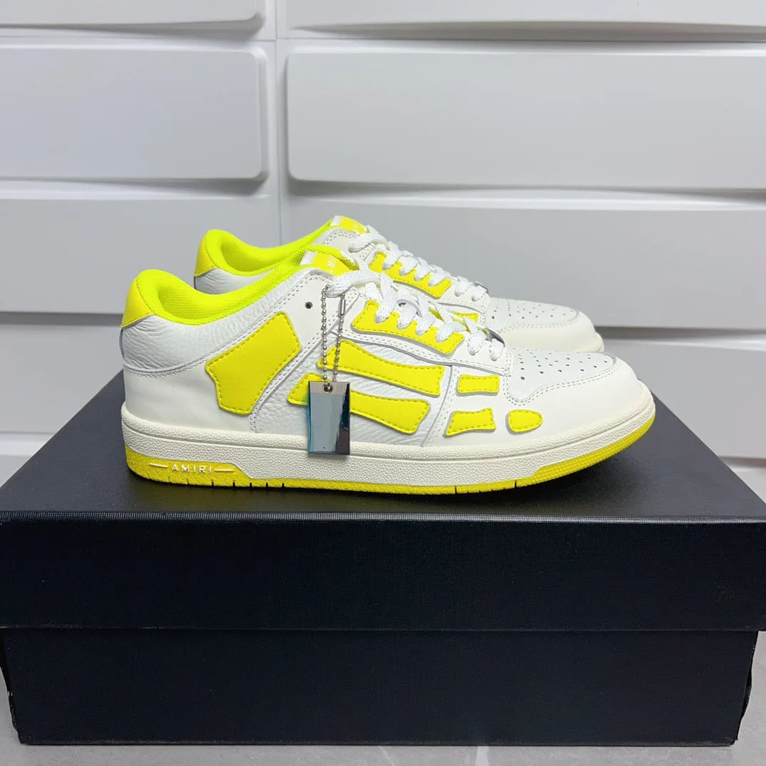 AMR Skel Top Low White Fluorescent Yellow Sneakers-142