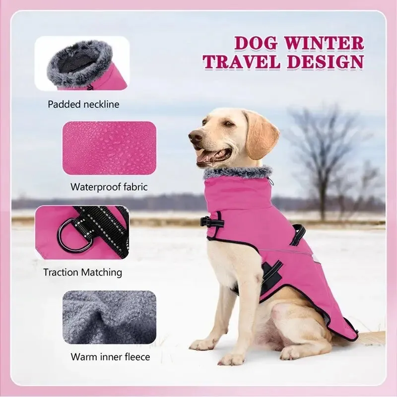 Anniepaw Furry Collar Winter Waterproof Snowproof Windbreaker Harness Coats