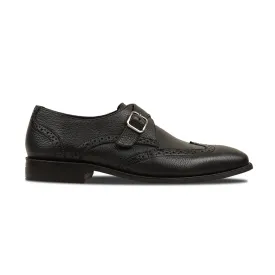 Austin  - Men's Black Pebble Grain Leather Single Monkstrap