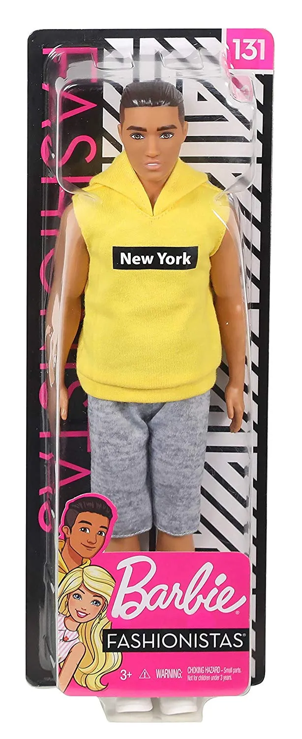 Barbie Ken Fashionistas Doll Wearing Yellow New York Hoodie