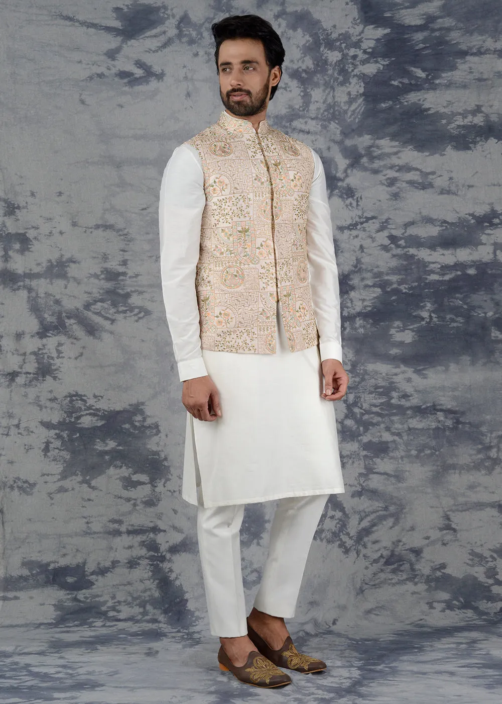 Beige Bandhgala Jacket | Siddhesh Chauhan