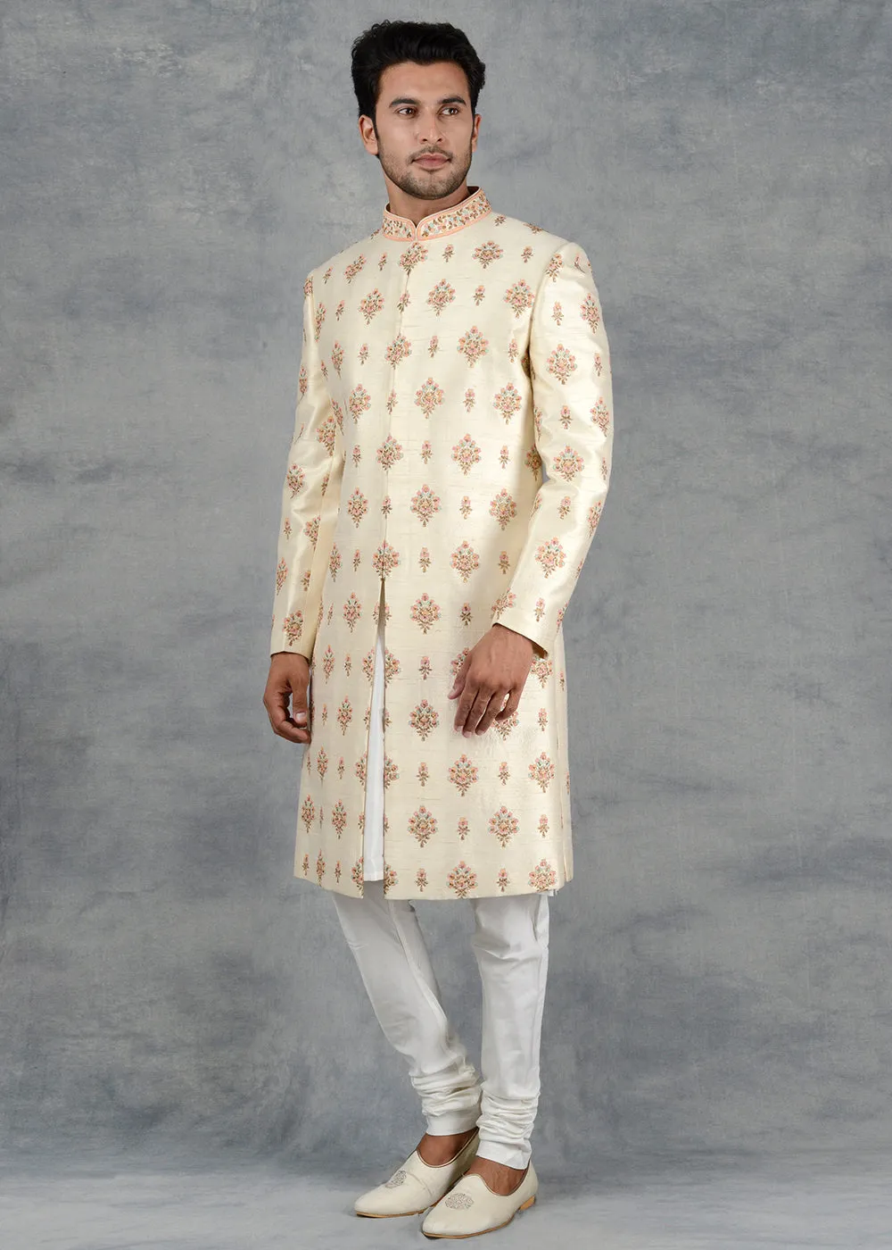 Beige Sherwani | Siddhesh Chauhan