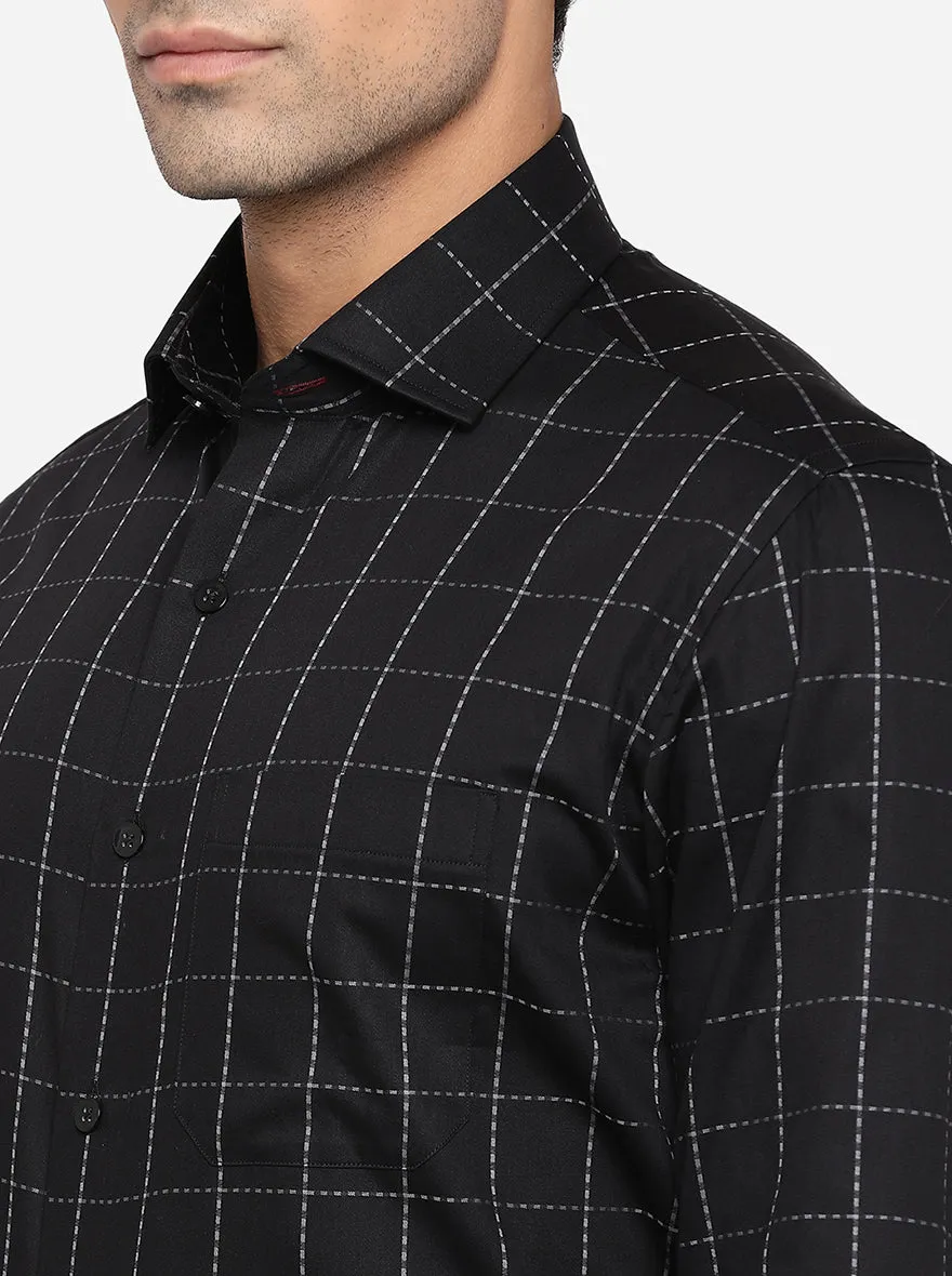 Black & Grey Checked Slim Fit Formal Shirt | Metal