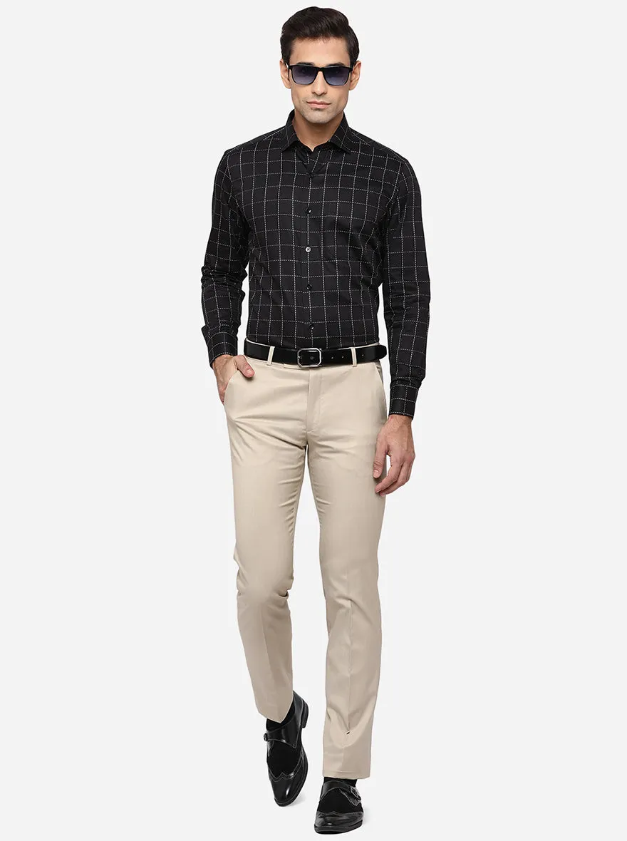 Black & Grey Checked Slim Fit Formal Shirt | Metal