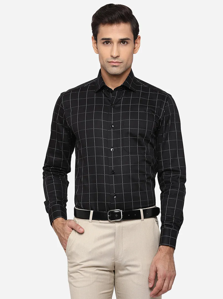 Black & Grey Checked Slim Fit Formal Shirt | Metal