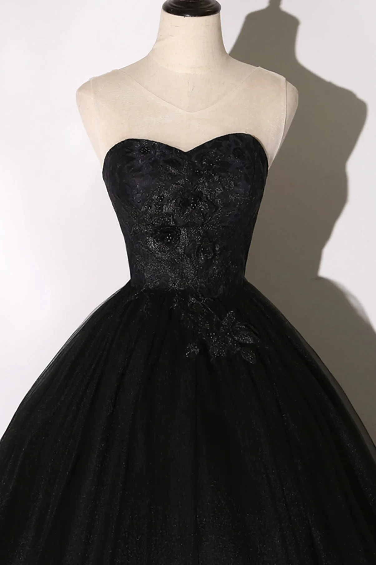 Black Lace Long Ball Gown Dress, A Line Formal Dress