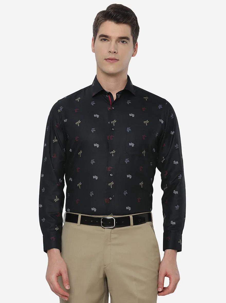 Black Printed Slim Fit Party Wear Shirt | Greenfibre