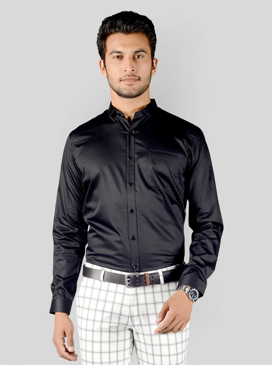 Black Solid Slim Fit Party Wear Shirt | Greenfibre