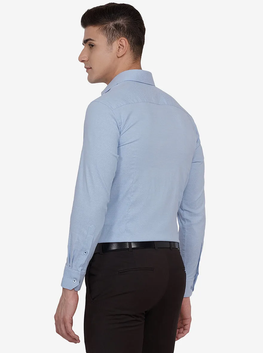 Blue Dobby Slim Fit Formal Shirt | Greenfibre