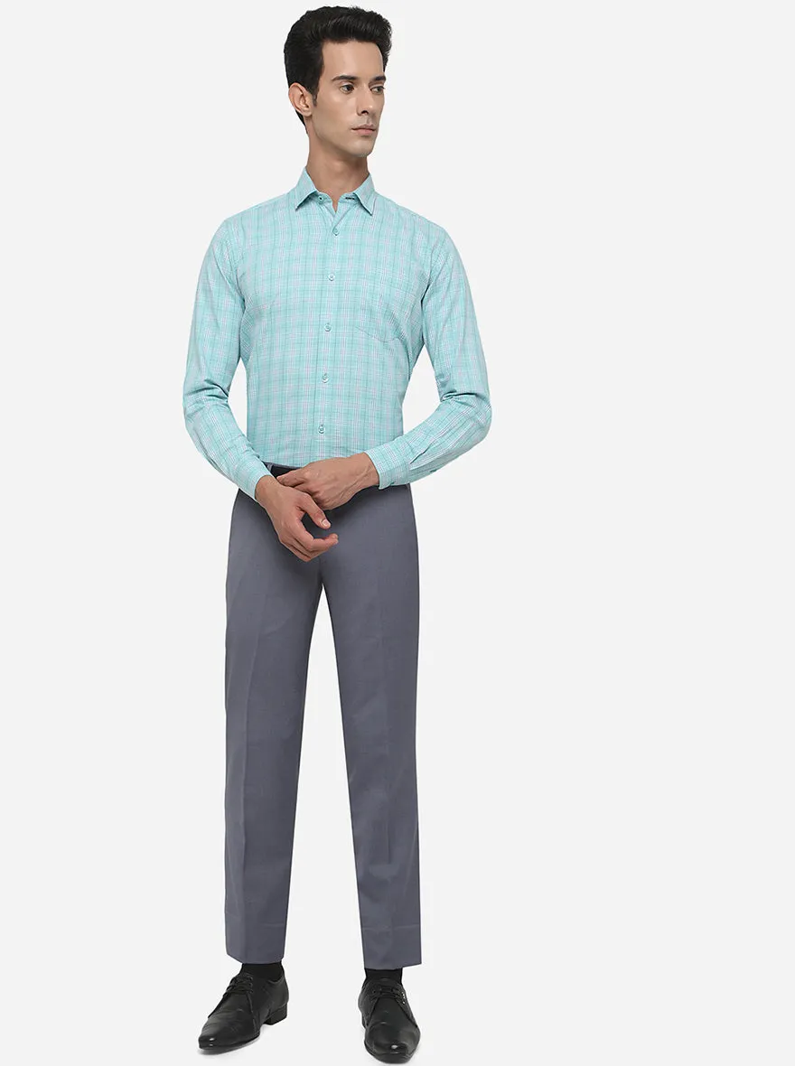 Blue Solid Super Slim Fit Formal Trouser | JadeBlue