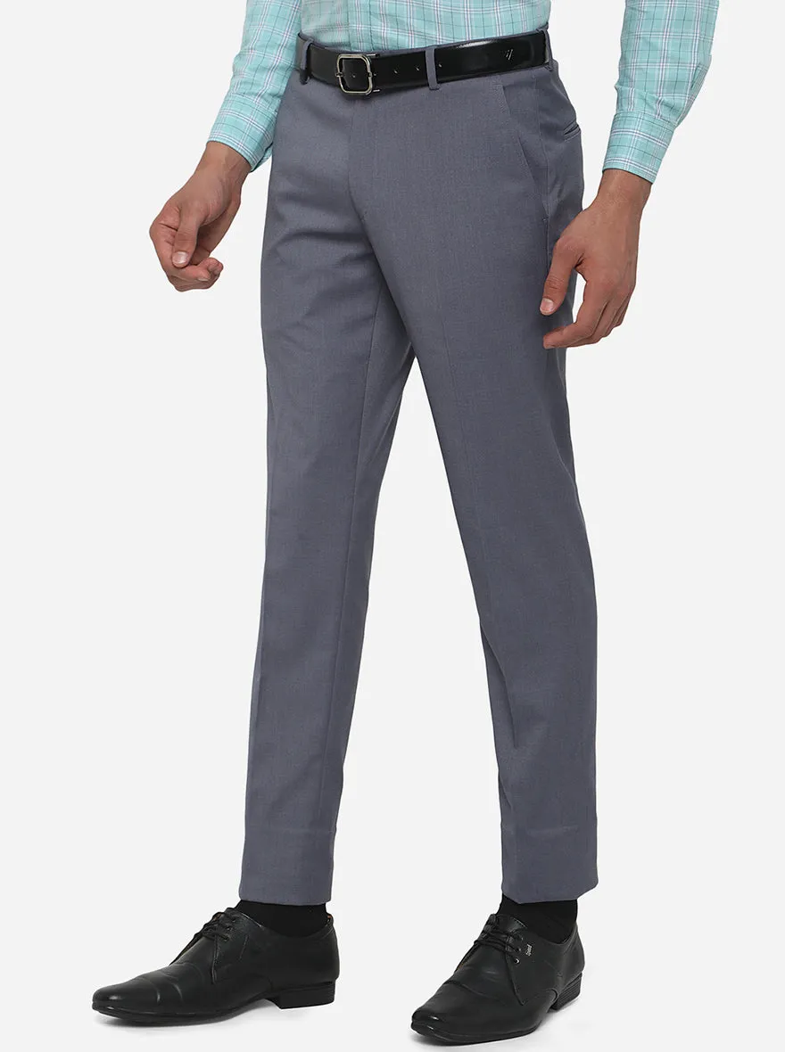 Blue Solid Super Slim Fit Formal Trouser | JadeBlue