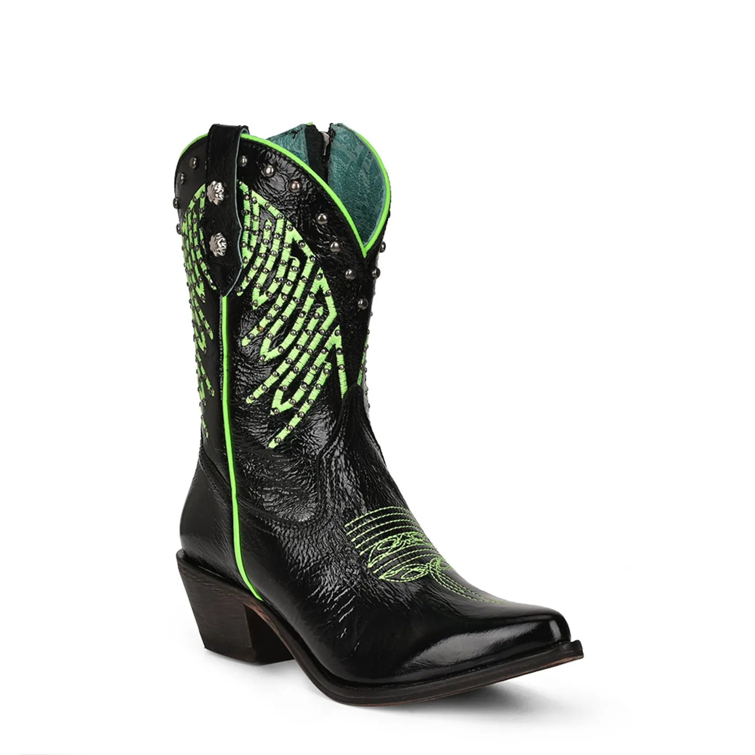 Corral Womens F1310 Neon/Black Leather Zipper Western Cowboy Boots