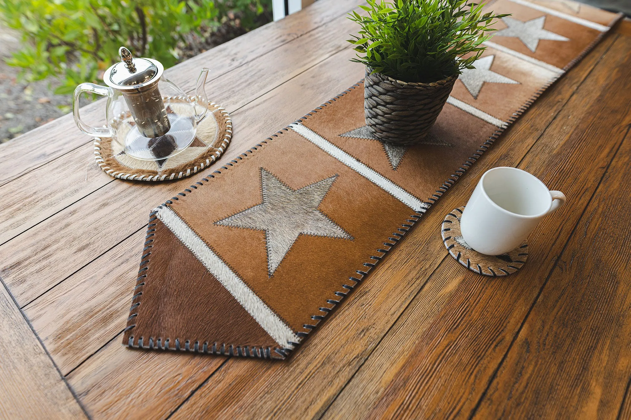 Cowhide Table Runner Star