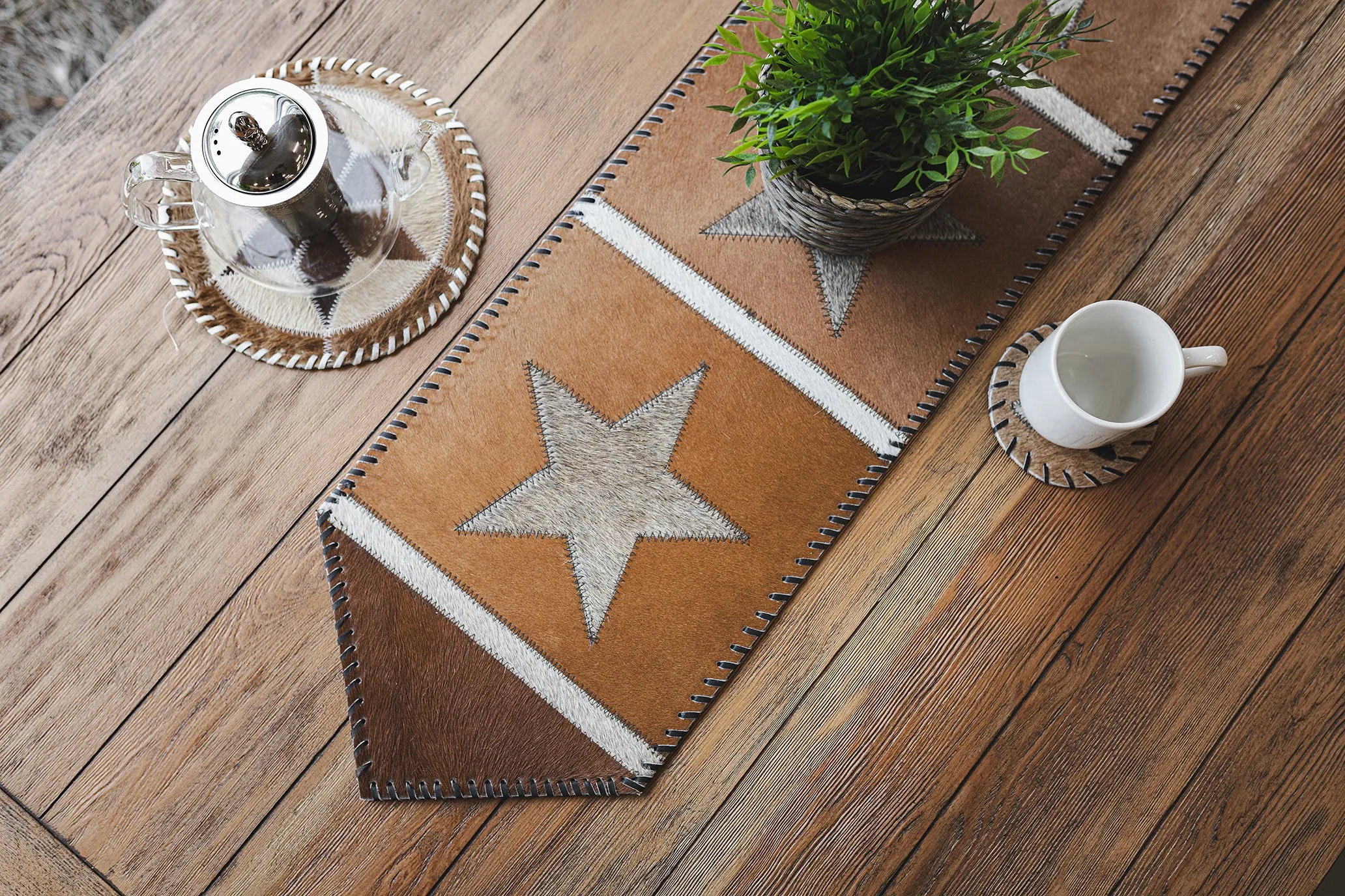 Cowhide Table Runner Star