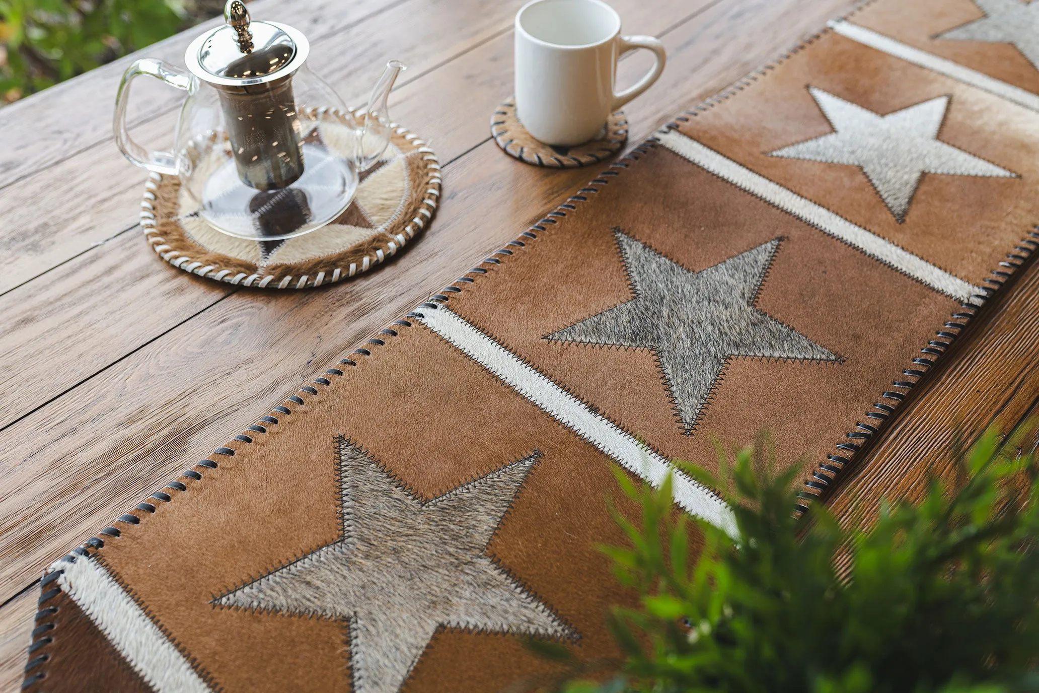 Cowhide Table Runner Star