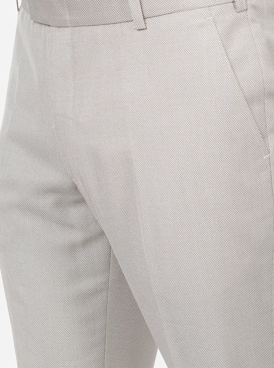 Cream Solid Classic Fit Formal Trouser | JadeBlue