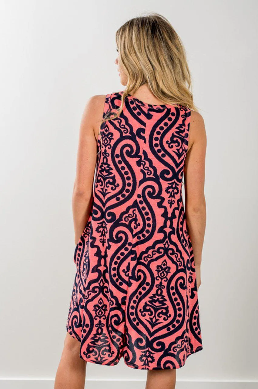 Damask Tank Dress   Pockets | Clearance