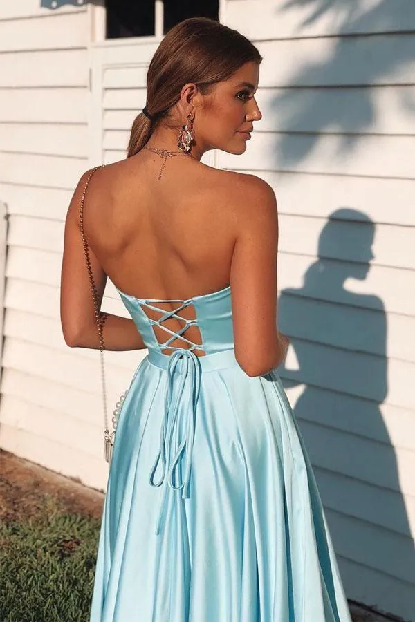 Elegant Sweetheart Lace-Up Back A-Line Ice Blue Prom/Formal Dress PSK121