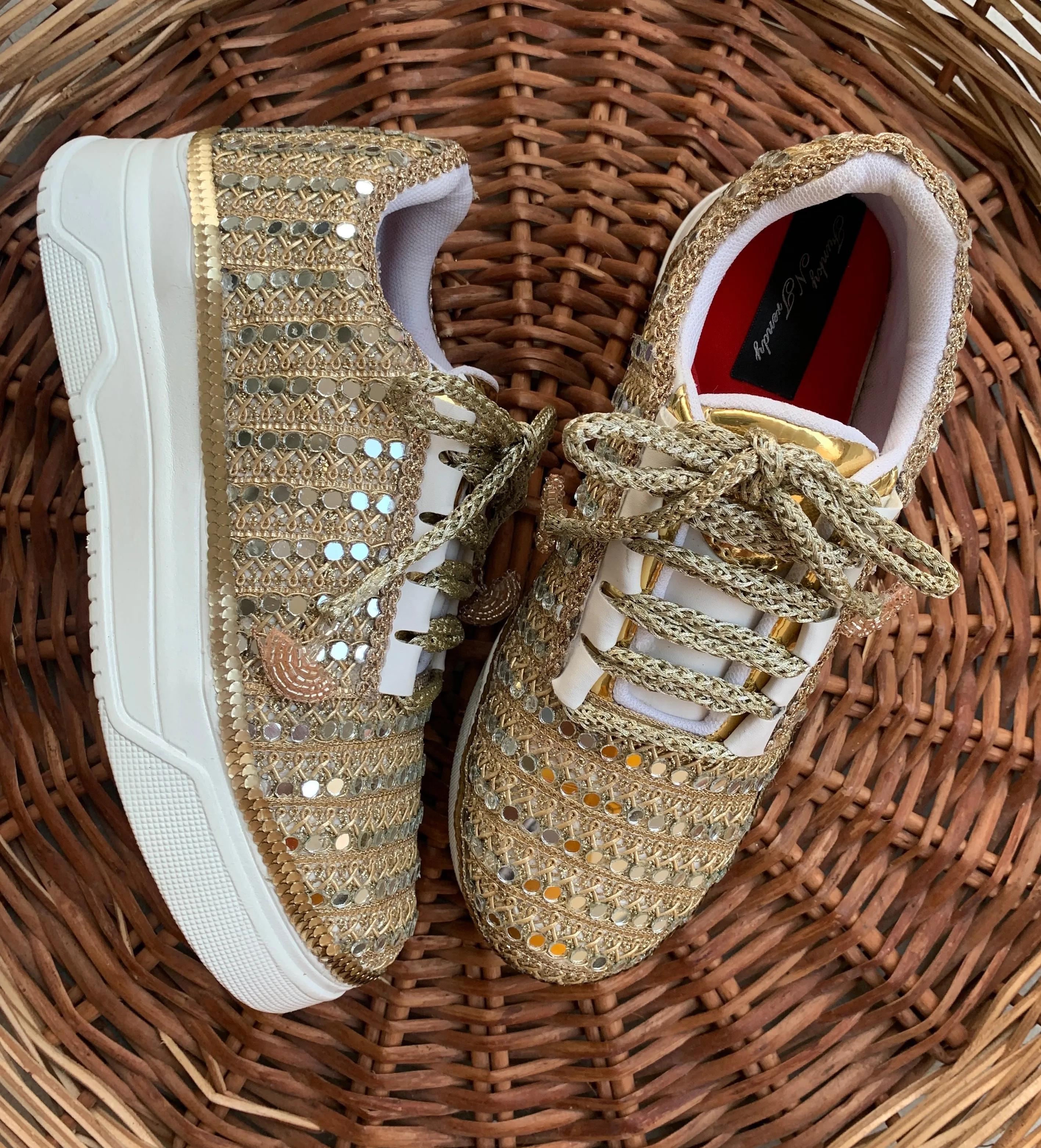 FUNKY N TRENDY dull gold mirror sneakers for brides / bridesmaids/ gold sneakers / mirror sneakers for brides / bridal sneakers / bridesmaid sneakers