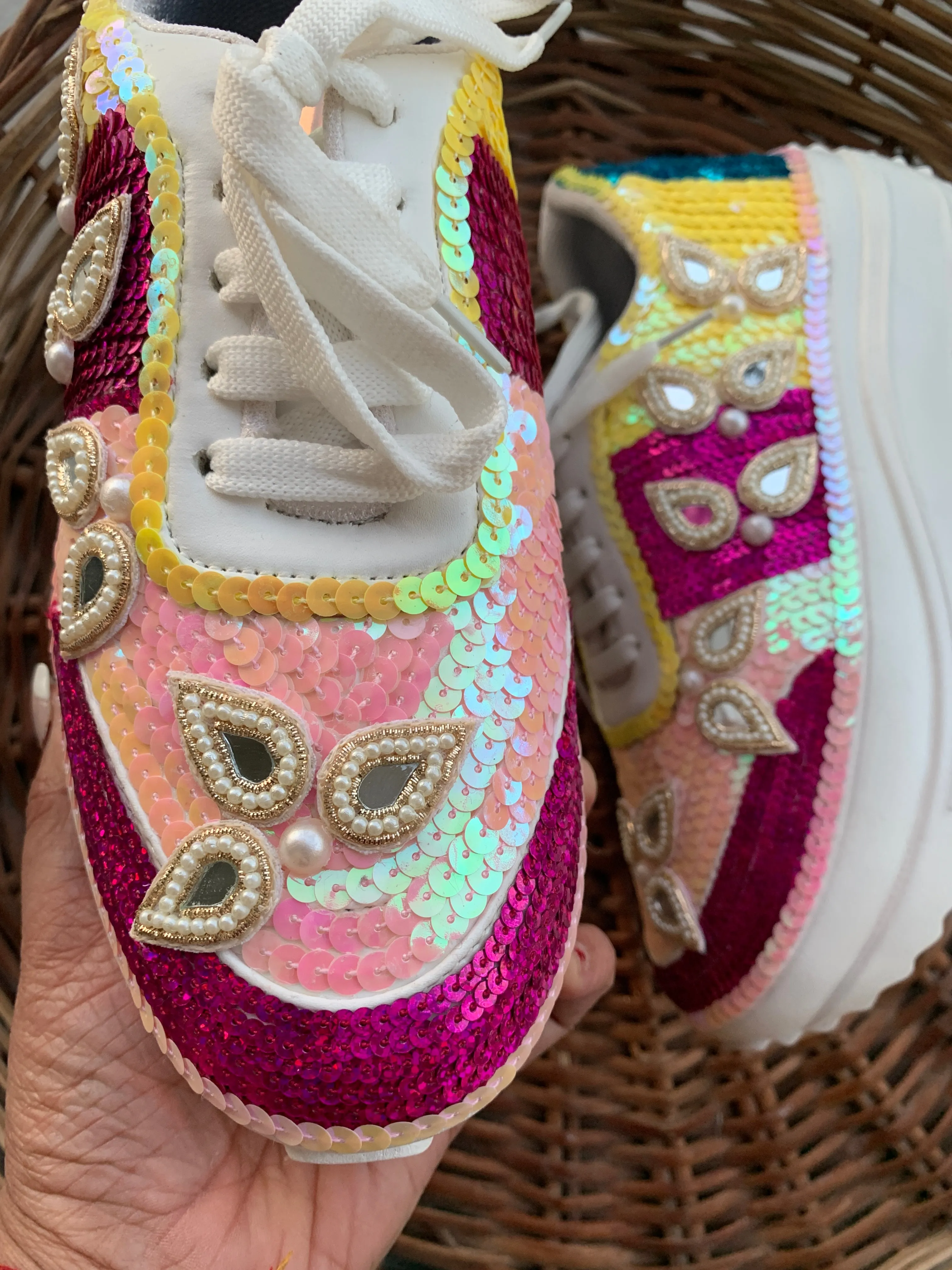 FUNKY N TRENDY sequine theme multi colored sneakers