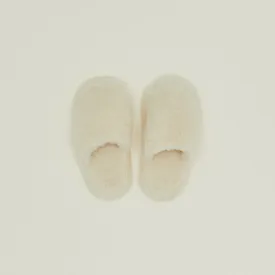 Fuzzy Wool Slippers - White