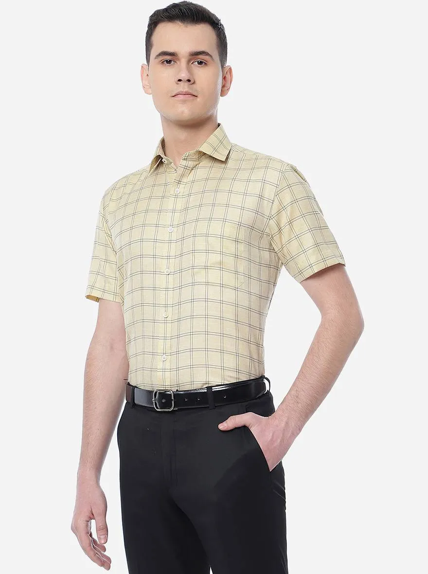 Golden  Checked Regular Fit Formal Shirt | Greenfibre