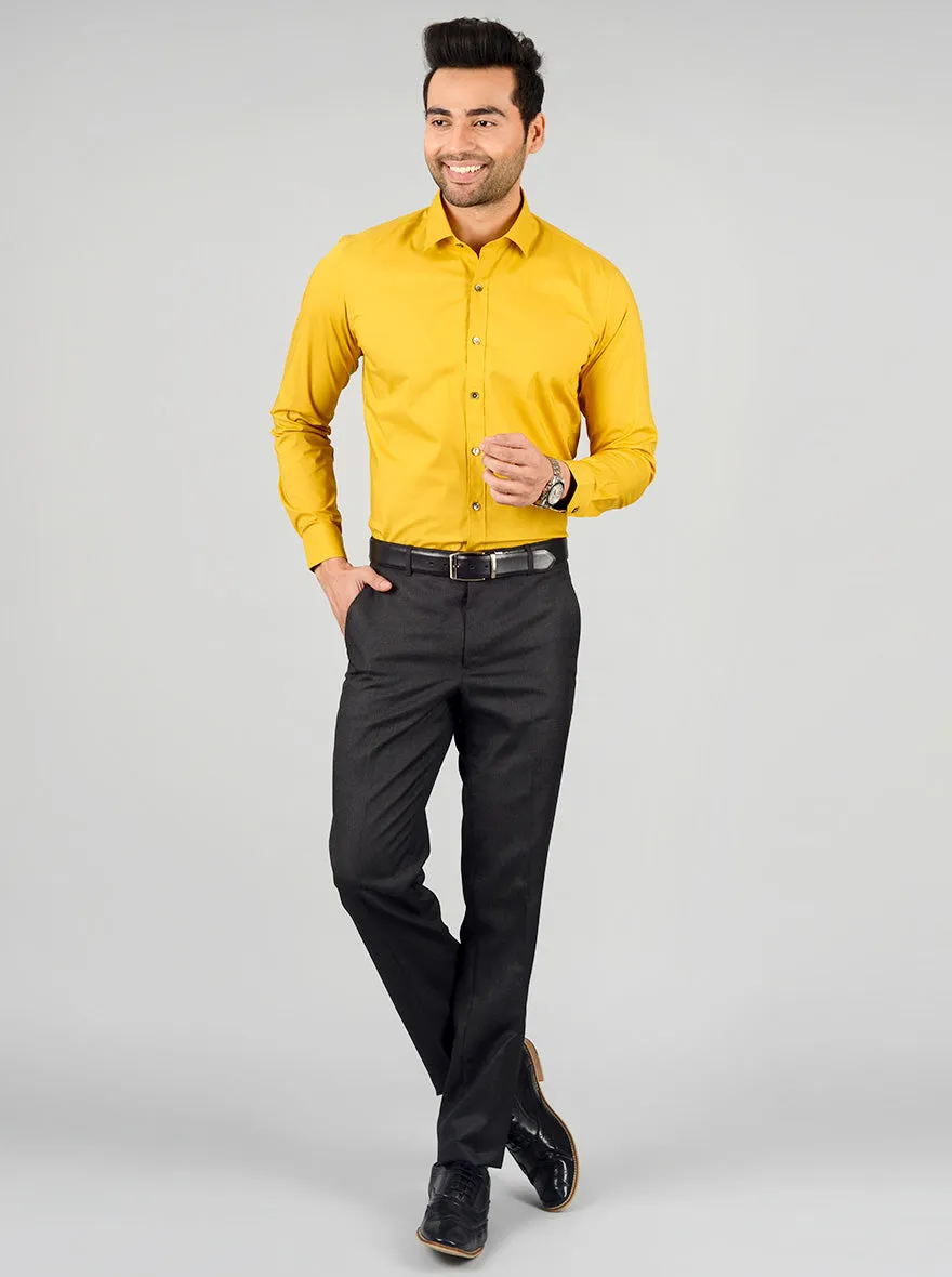 Golden Yellow Solid Slim Fit Party Wear Shirt | Wyre