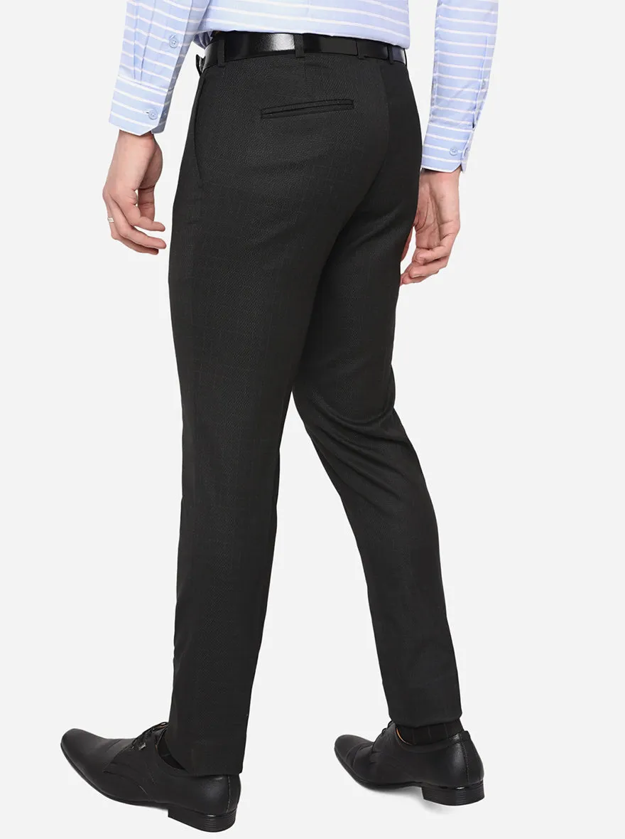 Grenish Black Checked Super Slim Fit Formal Trouser | Greenfibre