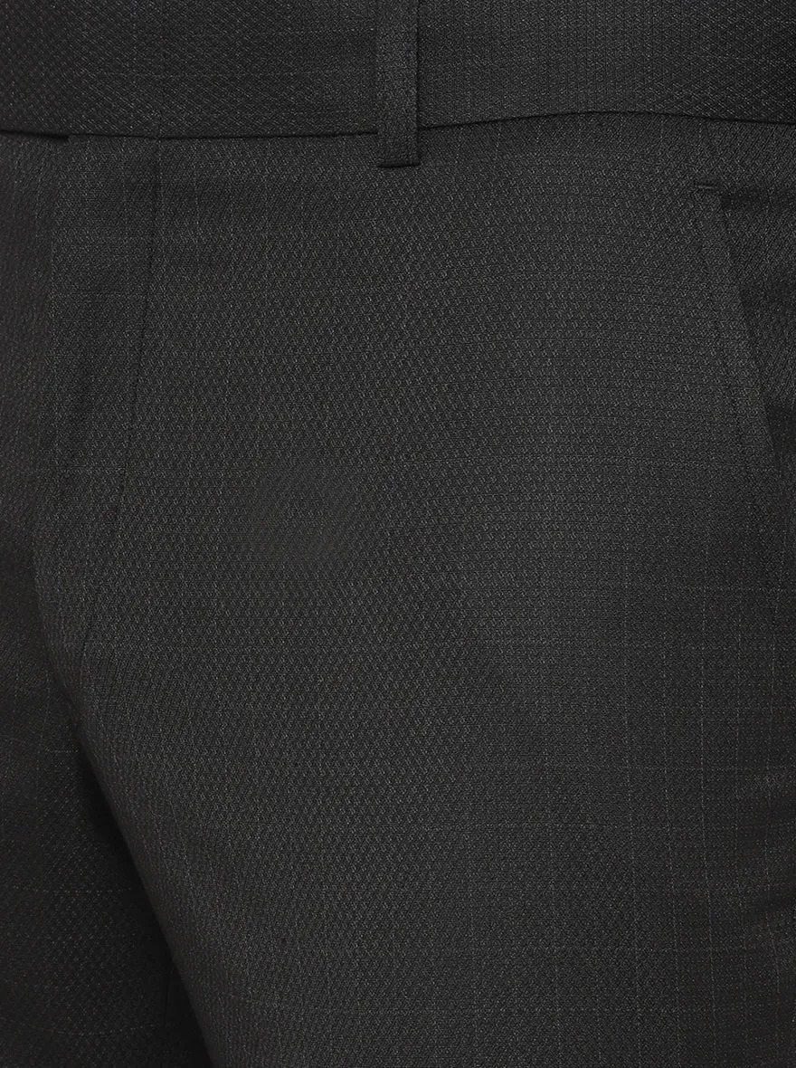 Grenish Black Checked Super Slim Fit Formal Trouser | Greenfibre