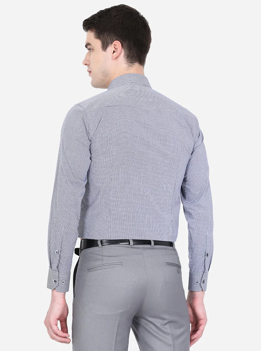 Grey & Black Checked Slim Fit Formal Shirt | Greenfibre