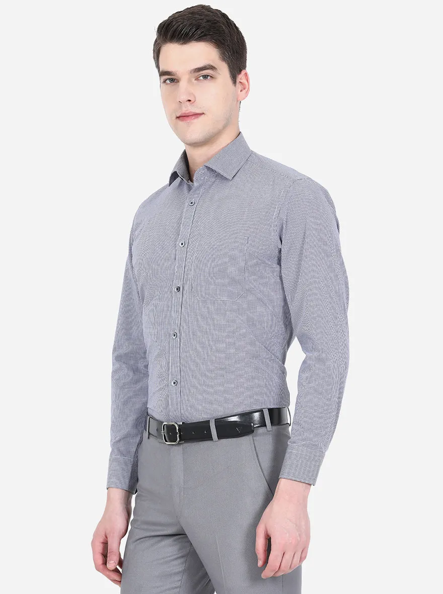 Grey & Black Checked Slim Fit Formal Shirt | Greenfibre