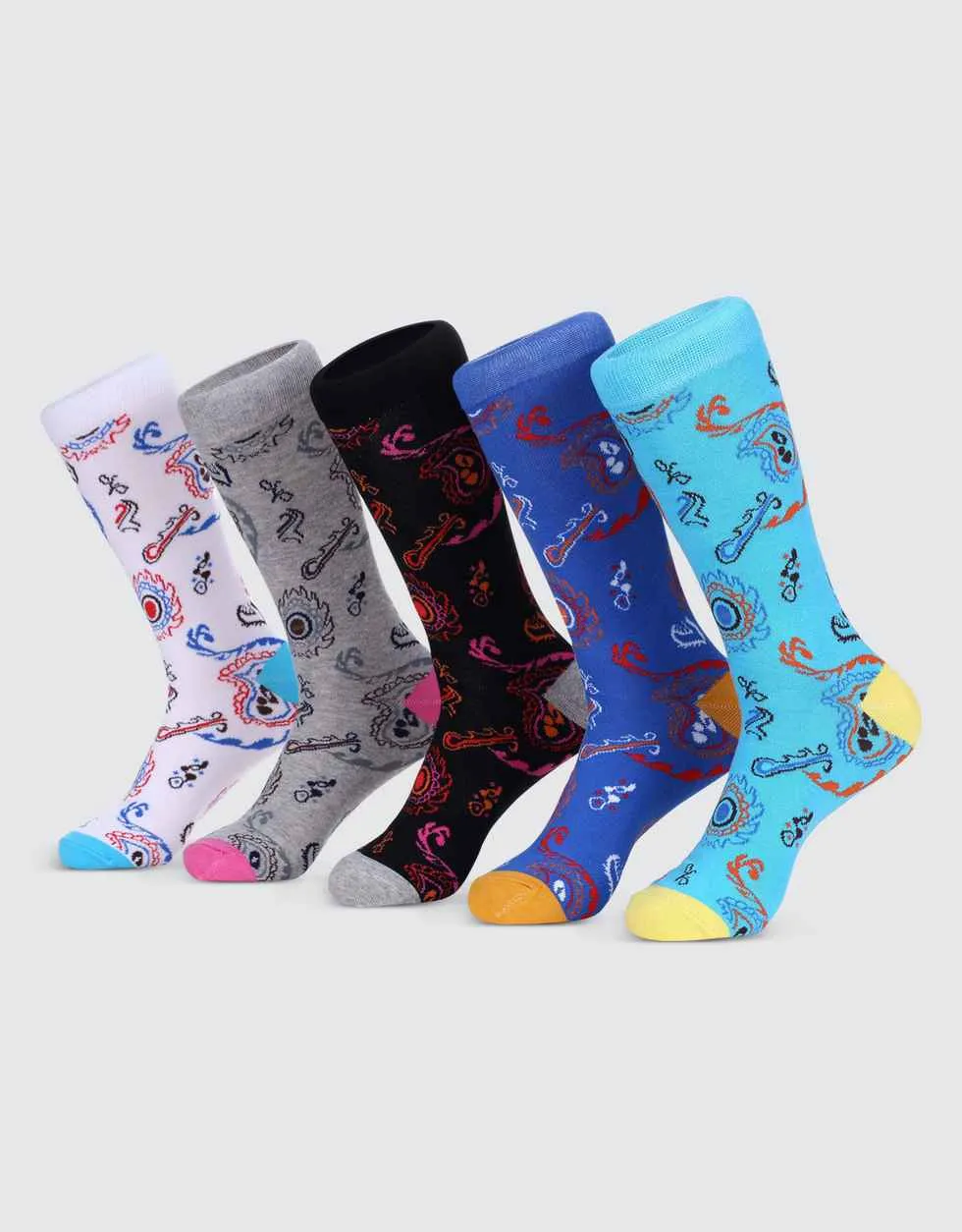 Intricate Paisley Crew Socks 5 Pack