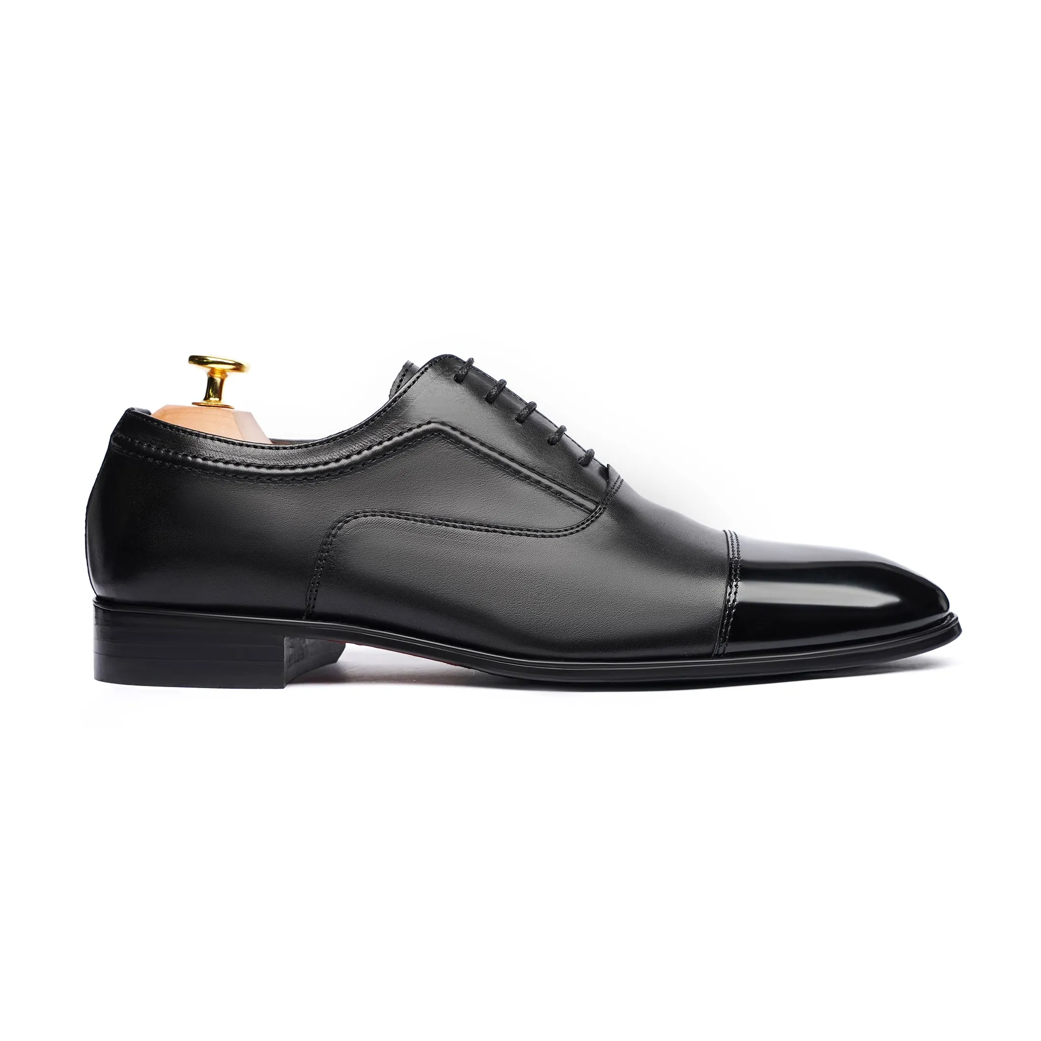 Istanbul - Men's Black Calf and Box Leather High Shine Oxford Shoe