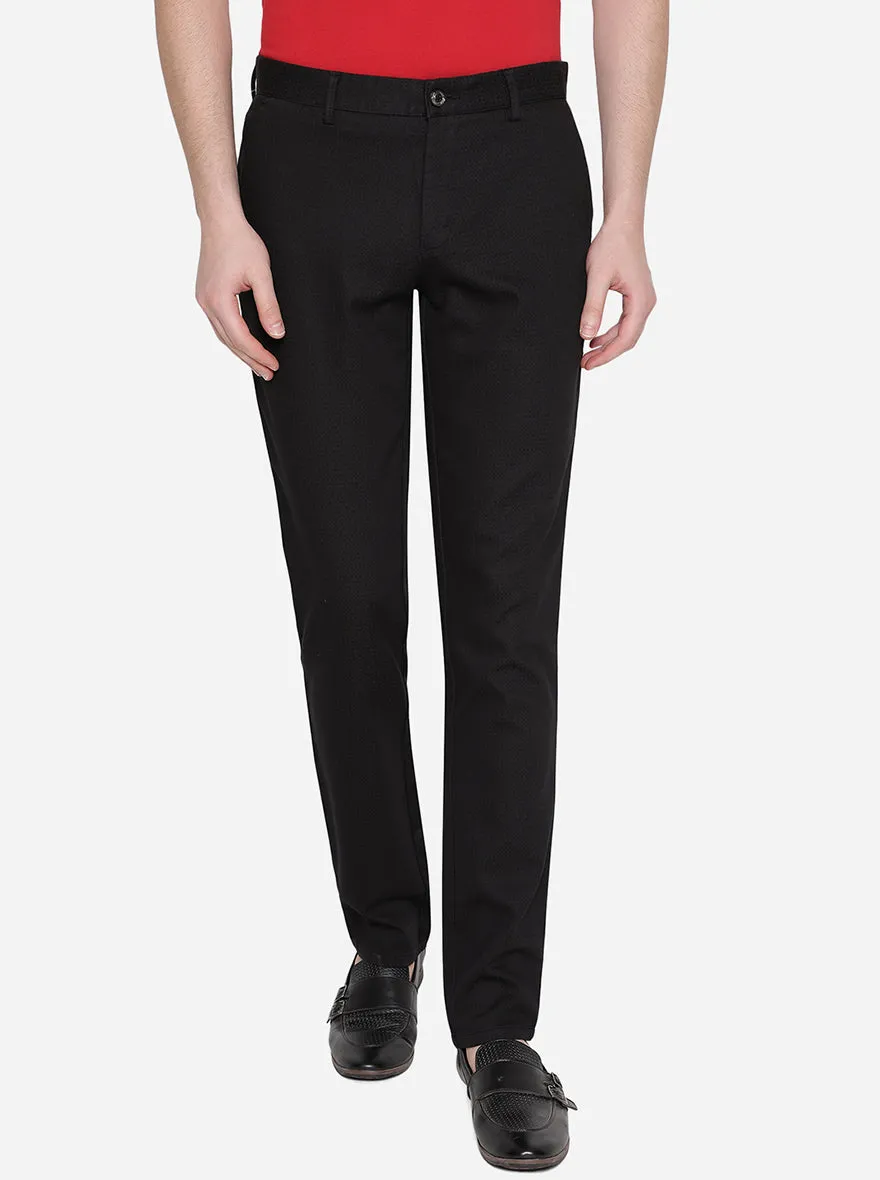 Jet Black Solid Uno Fit Casual Trouser | JadeBlue