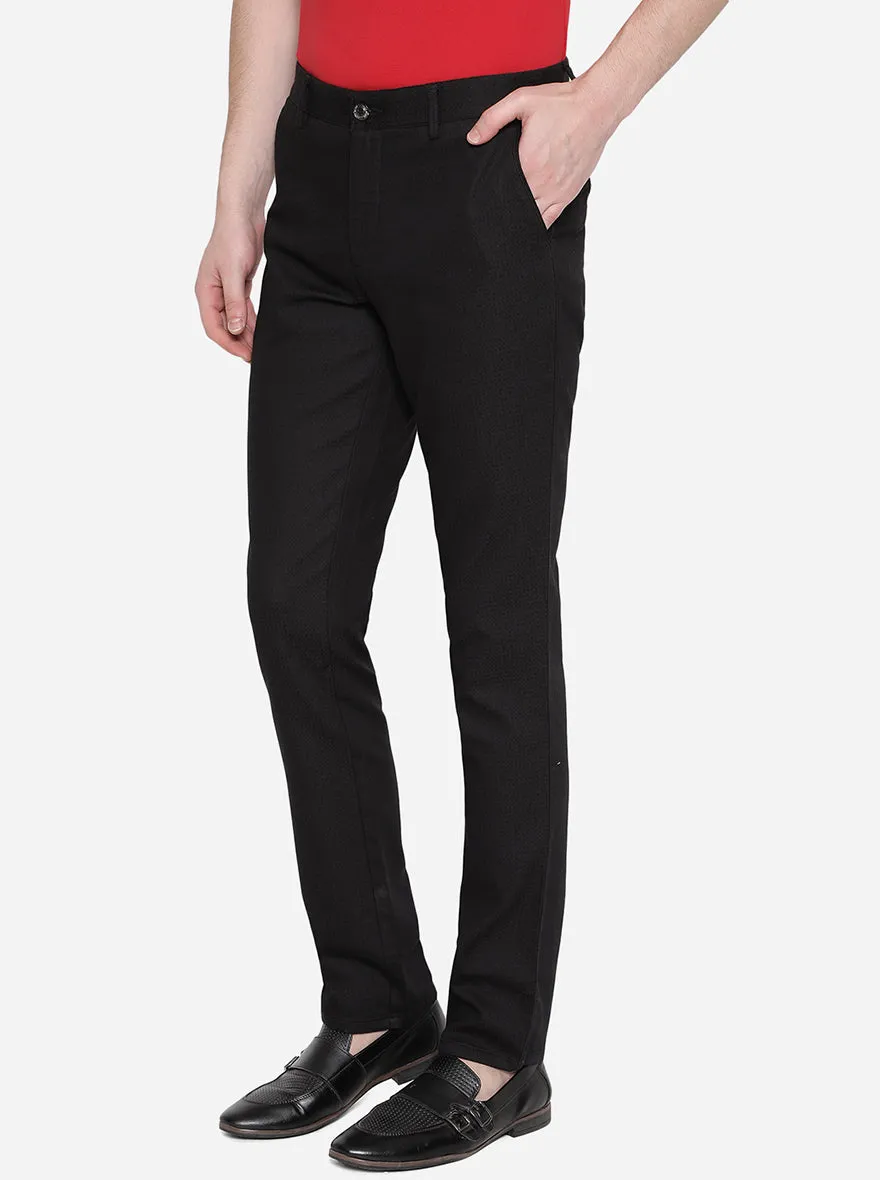 Jet Black Solid Uno Fit Casual Trouser | JadeBlue