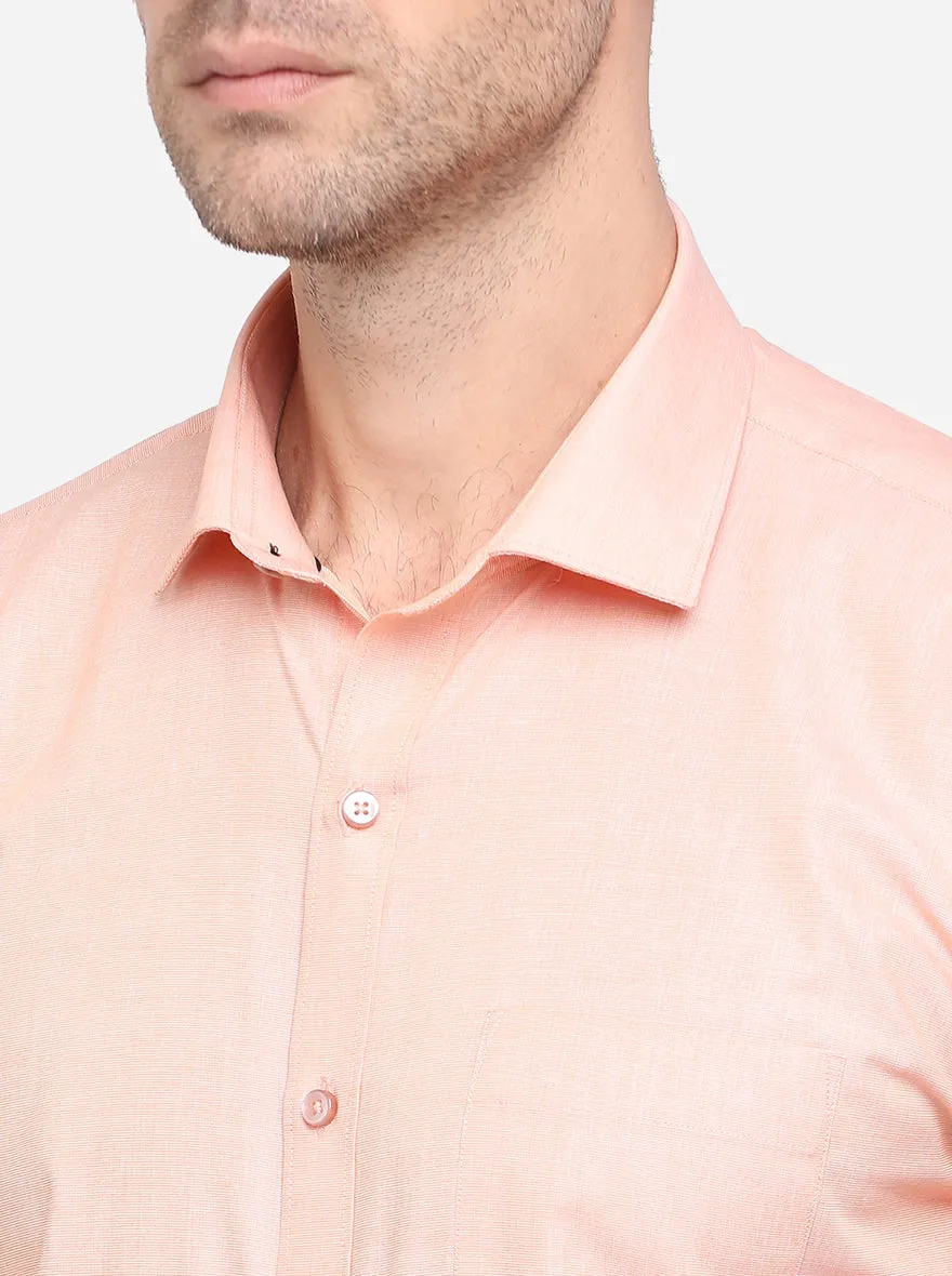 Light Orange Solid Regular Fit Formal Shirt | Greenfibre