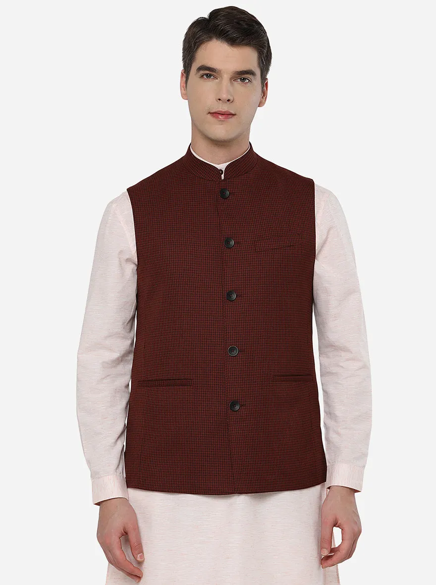 Maroon & Brown Modi Jacket | JadeBlue