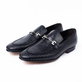 MORESCHI - Cuba Woven kangaroo leather Loafer - Black