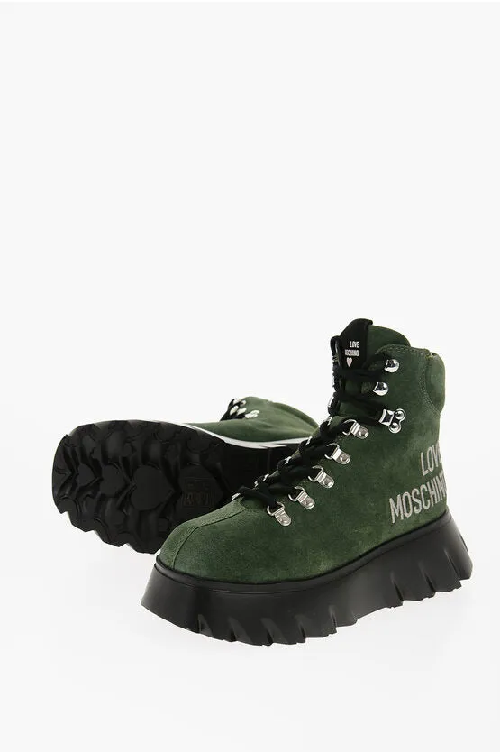 Moschino LOVE Suede Hiking Boots with Platform