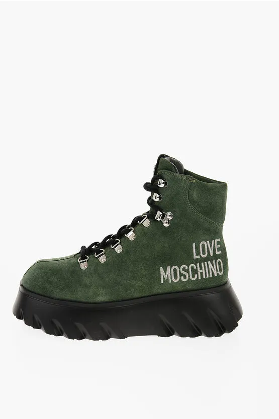 Moschino LOVE Suede Hiking Boots with Platform