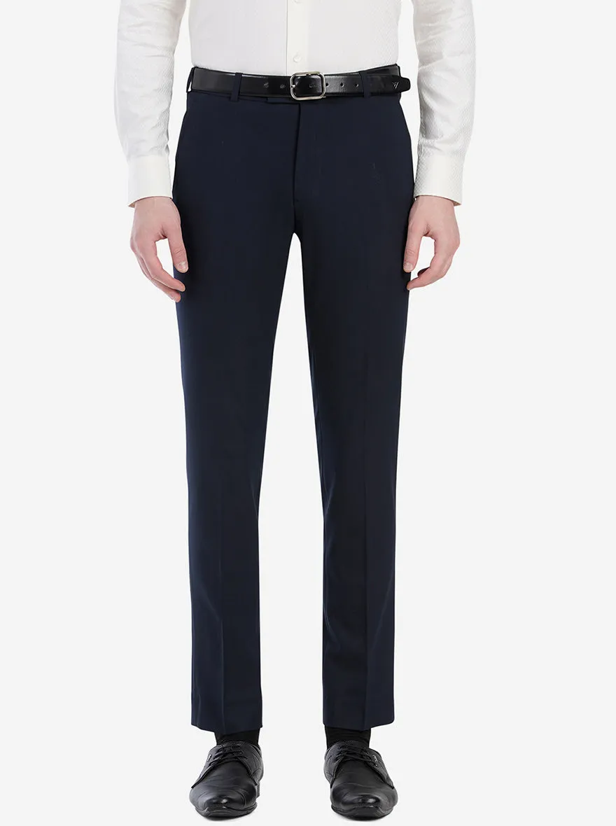 Navy Solid Super Slim Fit Formal Trouser | JadeBlue