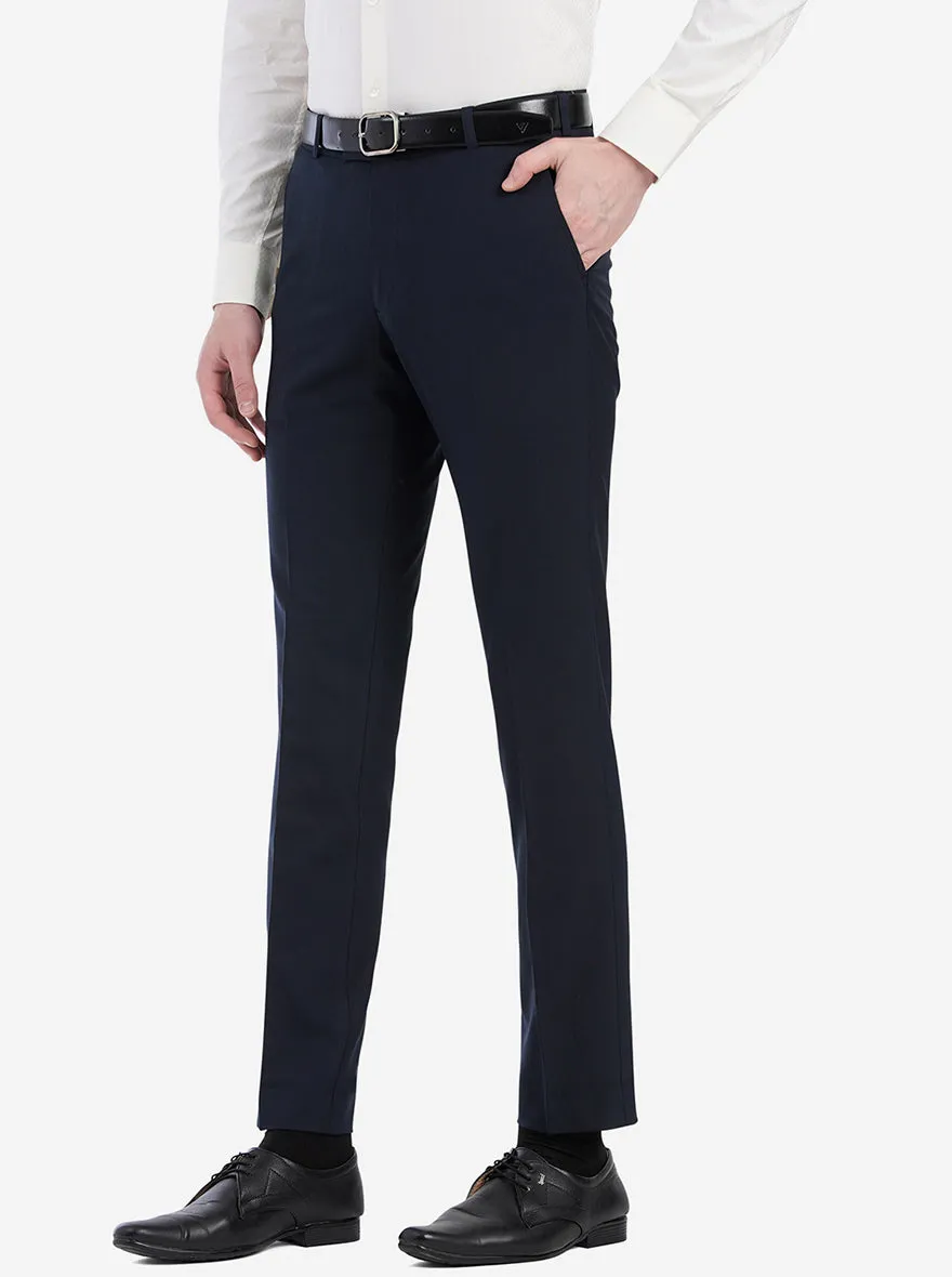 Navy Solid Super Slim Fit Formal Trouser | JadeBlue