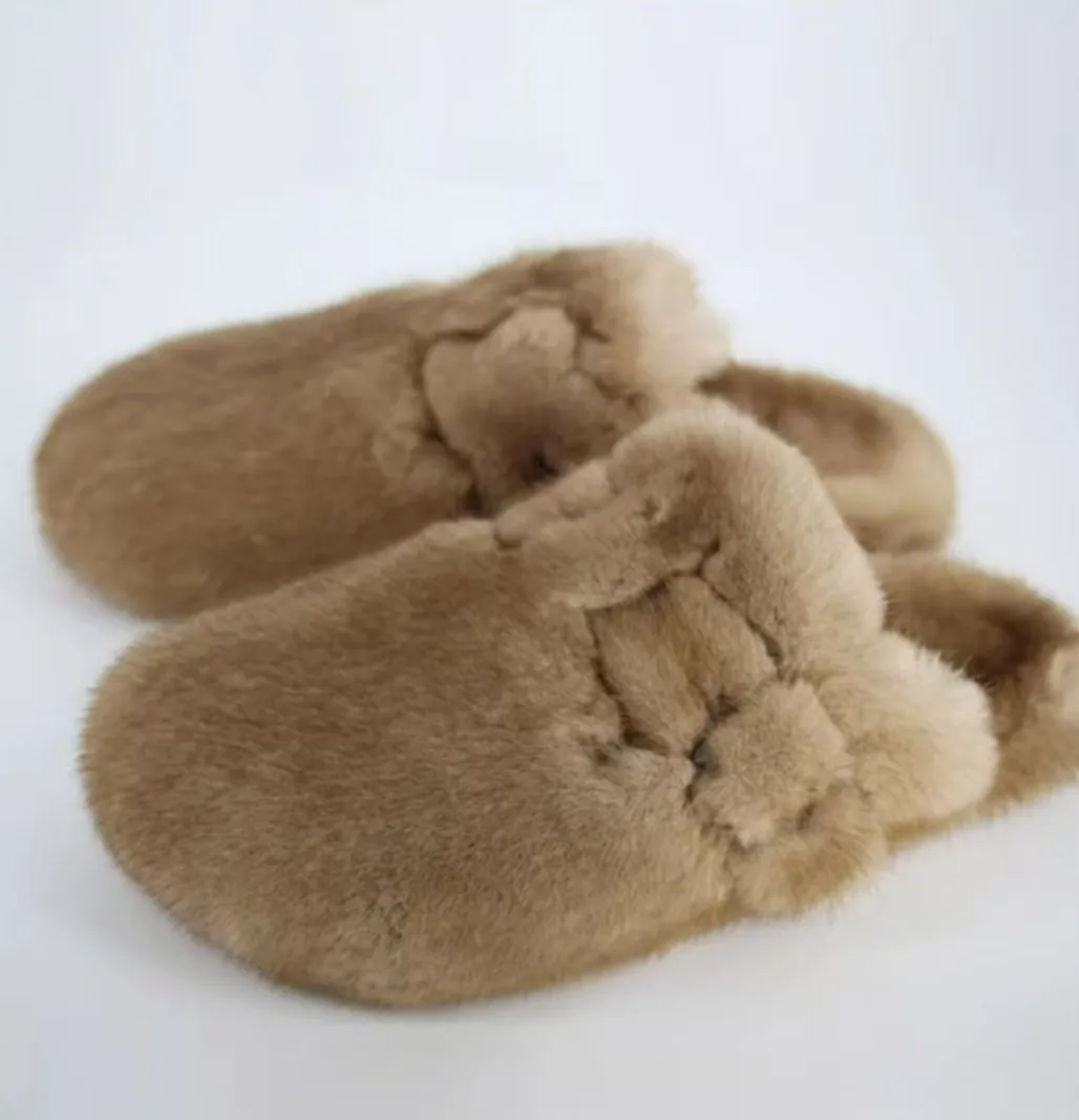 New Style Fur Slippers Ladies Winter Warm Shoes Real Mink Fur Slippers Household Furry Closed ToFlat Shoes