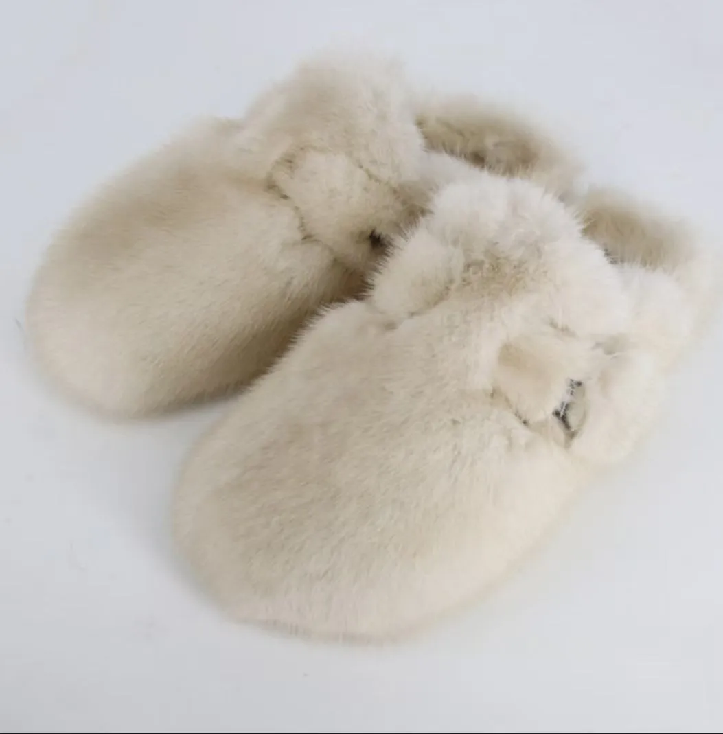 New Style Fur Slippers Ladies Winter Warm Shoes Real Mink Fur Slippers Household Furry Closed ToFlat Shoes