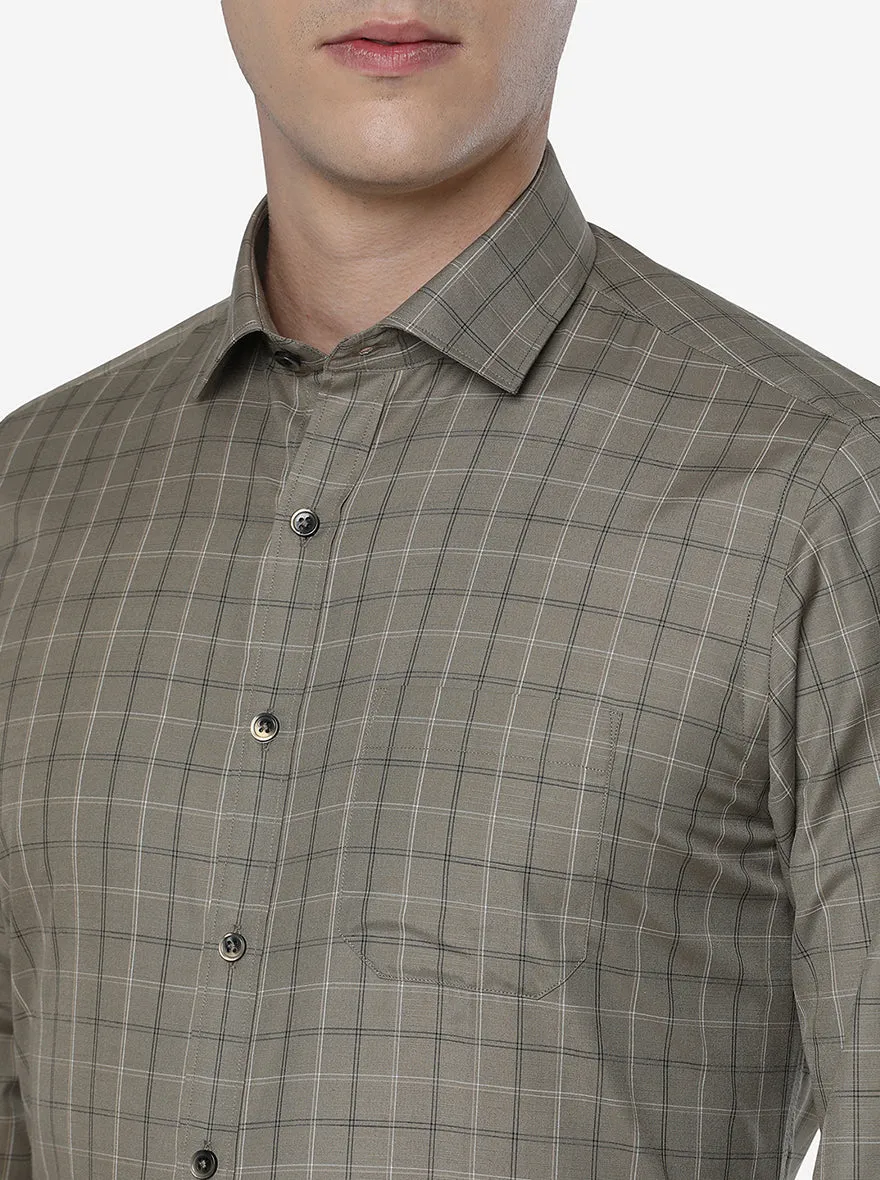 Oyter Grey Checked Slim Fit Formal Shirt | Greenfibre