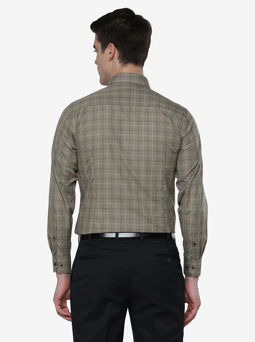 Oyter Grey Checked Slim Fit Formal Shirt | Greenfibre